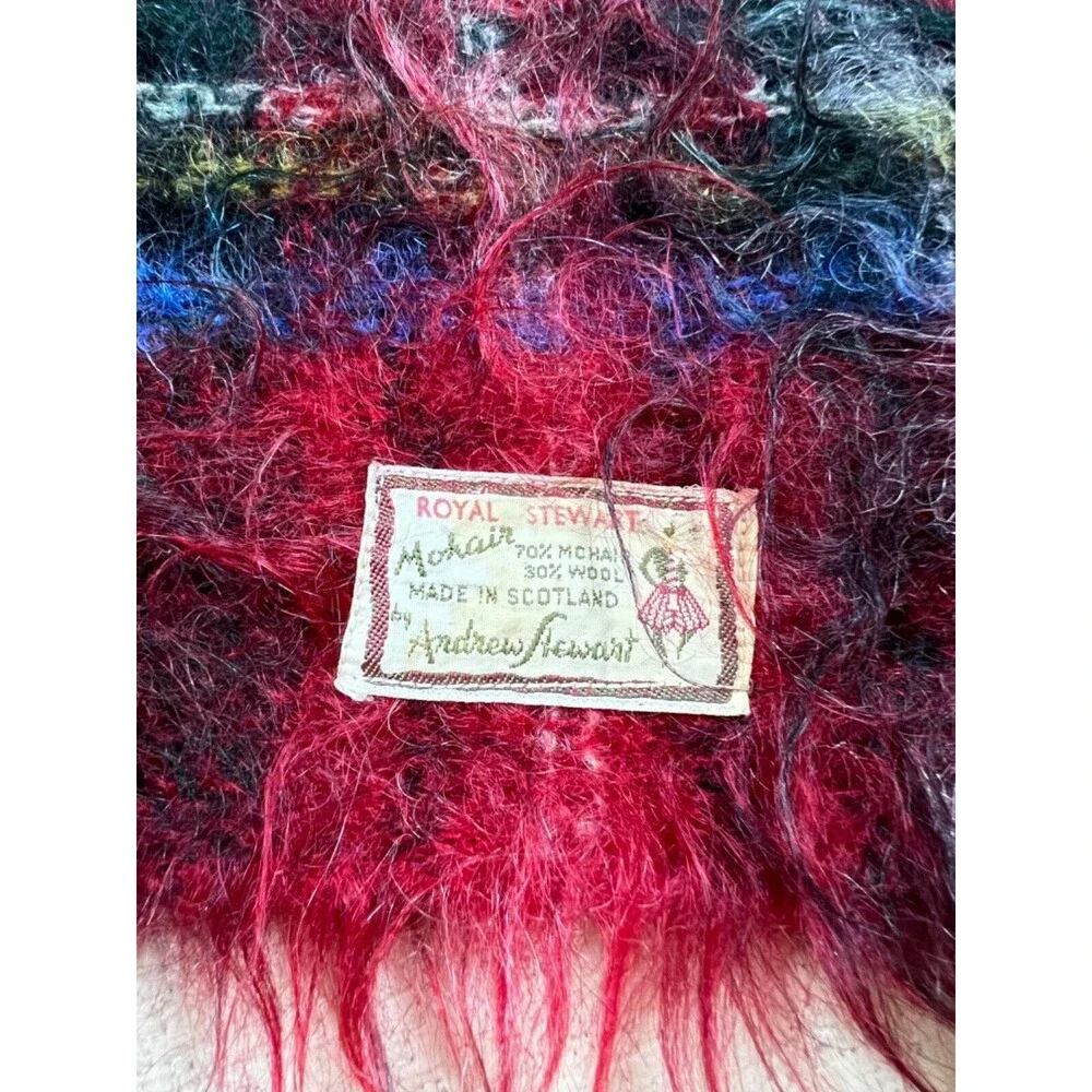 Andrew Stewart Mohair Wool Scarf Vintage Scotland 60's | Royal Stewart | 50L 12W
